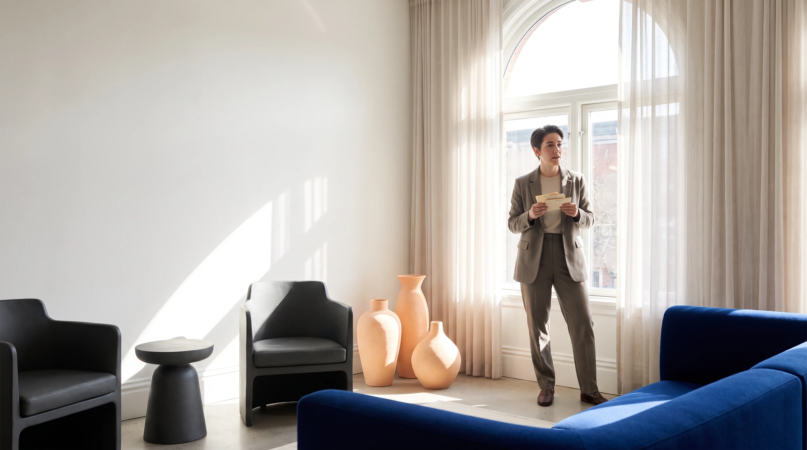 Professional preparing in a sunlit studio
